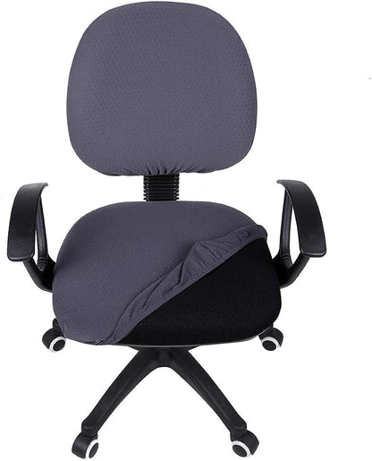 Smiry Stretch Jacquard Office Computer Chair Covers, Removable Washable Universal Desk Rotating Chair Slipcovers Protector, Seat + Backrest Cover, Dark Grey