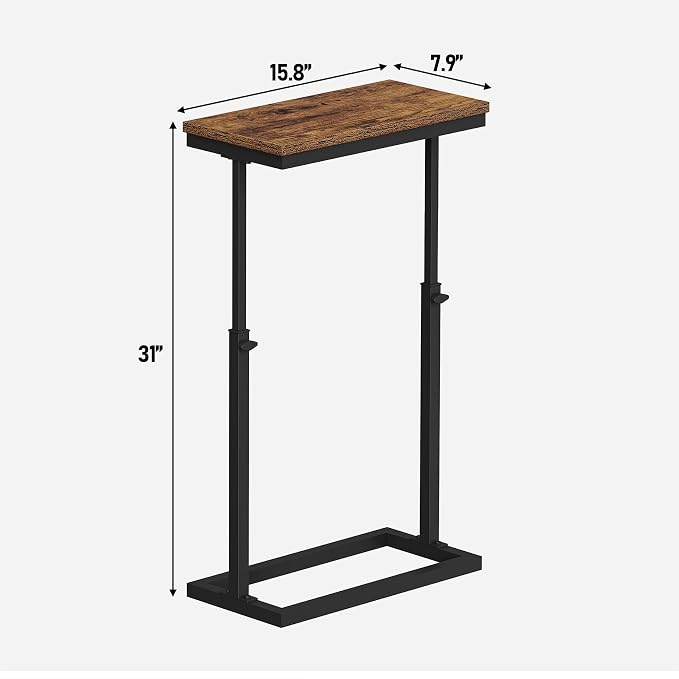 TUTOTAK End Table, Side Table, Tall Couch Table, Sofa Table, Living Room, Bed Room, Brown TB01BB0832