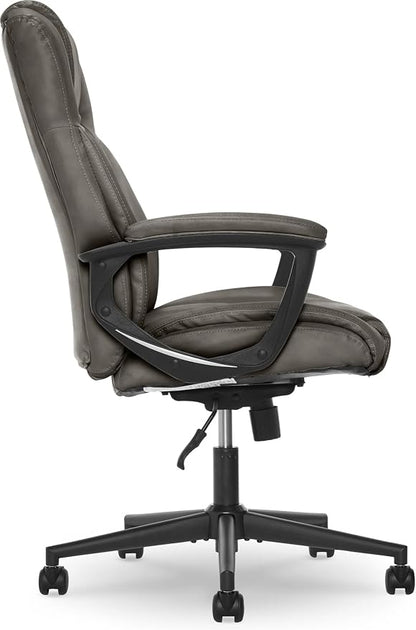 Serta Connor Executive Office Chair, Ergonomic Computer Chair with Layered Body Pillows, Contoured Lumbar, Adjustable Seat Height, Bonded Leather, Gray