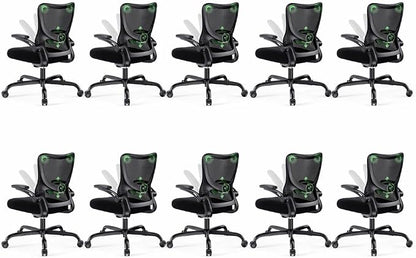 Marsail Ergonomic Office Chair Desk Chair with 3D PU Armrests and Adjustable Lumbar Support Breathable Mesh Chair Executive Rolling Swivel Comfy Task Chair for Home Office Gaming，Pack of 10