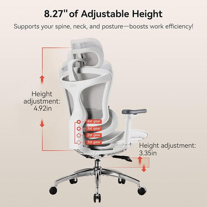 SIHOO Doro C300 Ergonomic Office Chair with Ultra Soft 3D Armrests, Dynamic Lumbar Support for Home Office Chair, Adjustable Backrest Desk Chair, Swivel Big and Tall Computer Chair 2 Packs (Grey)