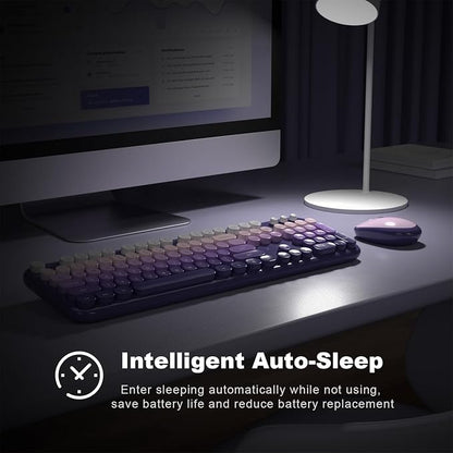 Dilter Wireless Keyboard and Mouse Combo, 104 Keys Full Size Typewriter Keyboards and 2.4 GHz USB Receiver Plug Play Mouse for Windows, PC, Laptop, Desktop (Purple)