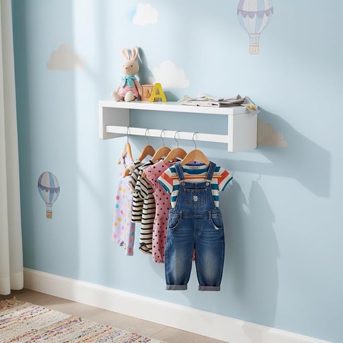 AZSKY Floating Bookshelf for Kids Room, White Wall Mounted Nursery Shelves for Bathroom, Kitchen Spice Rack, Book Shelf Photo Organizer for Baby Nursery Décor 16 Inch Set of 3