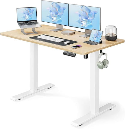Marsail Electric Standing Desk, Adjustable Height Stand up Desk, 40 x 24 Inches Sit Stand Home Office Desk, Computer Desk, Maple