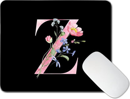 Mouse Pad Pinks Flowers Initial Letters Mousepad Desktop Laptop Computer Accessories Home Office Gaming Work Desk Computer Non-Slip Rubber Monogram Floral Alphabet A-Z mousepad (Z)