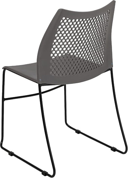 Flash Furniture Hercules Series Contoured Lobby Chairs with Air-Vent Honeycomb Backs, Ergonomic Stacking Chairs for Offices, Set of 5, Gray