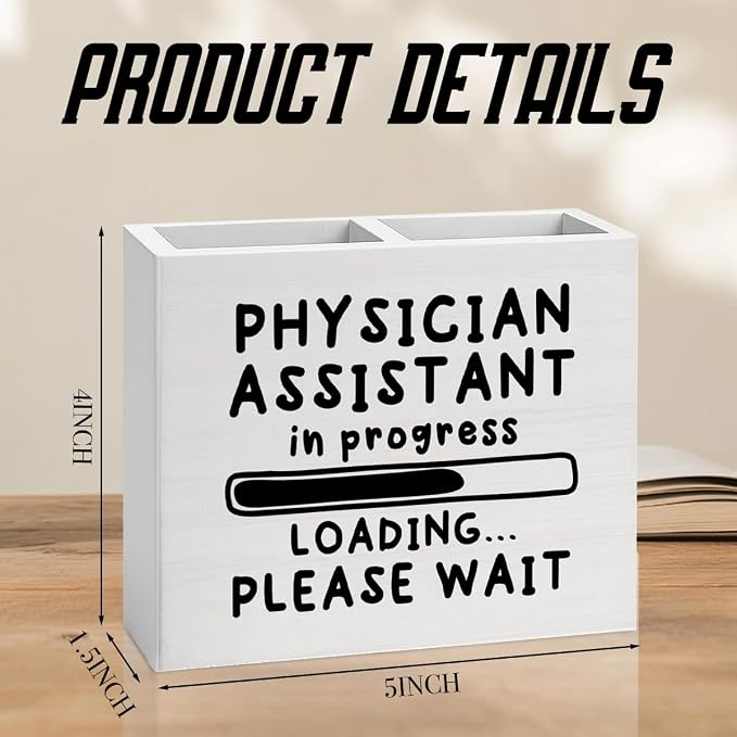 Physician Assistant Office Decor Physician Assistant in Progress Office Decoration PA School Gifts for Women Men Wooden Pencil Holder, Medical Student Gifts Desk Decor