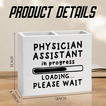 Physician Assistant Office Decor Physician Assistant in Progress Office Decoration PA School Gifts for Women Men Wooden Pencil Holder, Medical Student Gifts Desk Decor
