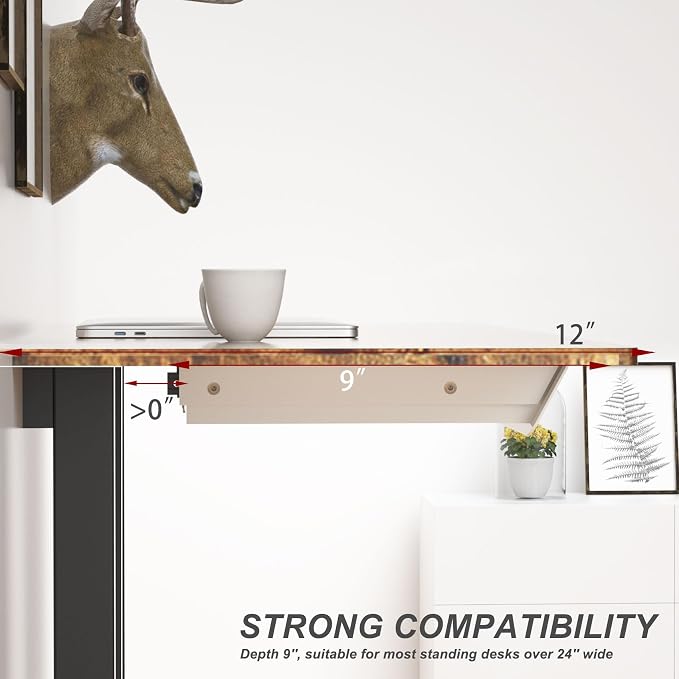White Under Desk Mounted Sliding Drawer with 60 Degree Tilt Panel to pull out, 15'' long & 9'' deep Large Storage Organizer for Sit Stand Workstation