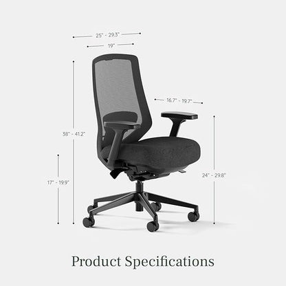 Branch Ergonomic Chair Pro - Mesh Office Chair with 14 Points of Adjustment - Height, Depth & Tilt Adjustable - 5D Armrests - Forward Tilt, Smooth Recline, and Lumbar Support - Black