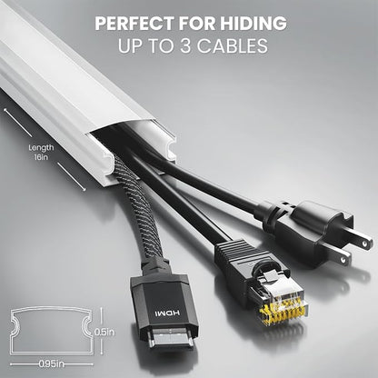 EVEO Cord Hider - 300” Cord Cover Wall Cable Hider, Cable Concealer, Wire Hiders for TV on Wall. Cable Management, Cord Hider Cable Raceway Wire Covers for Cords (Grey, Medium)