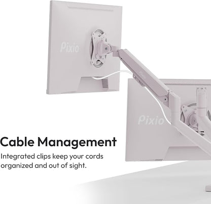 Pixio PS1D Wave Pink Dual Monitor Arm Stand Desk Mount - Fits up to 32 inches Monitors and up to 19.8lbs. VESA Compatibility and Integrated Cable Management