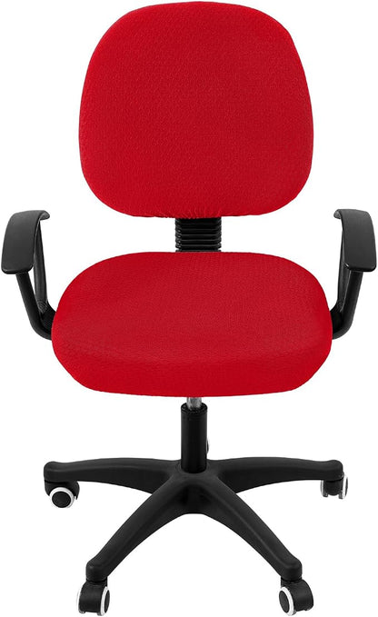 Smiry Stretch Jacquard Office Computer Chair Covers, Removable Washable Universal Desk Rotating Chair Slipcovers Protector, Seat + Backrest Cover, Red