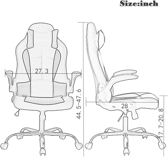 PC Gaming Chair Ergonomic Office Chair Desk Chair with Lumbar Suport Flip Up Arms Headrest Adjustable PU Leather Executive High Back Computer Chair for Women Men Adults,Red