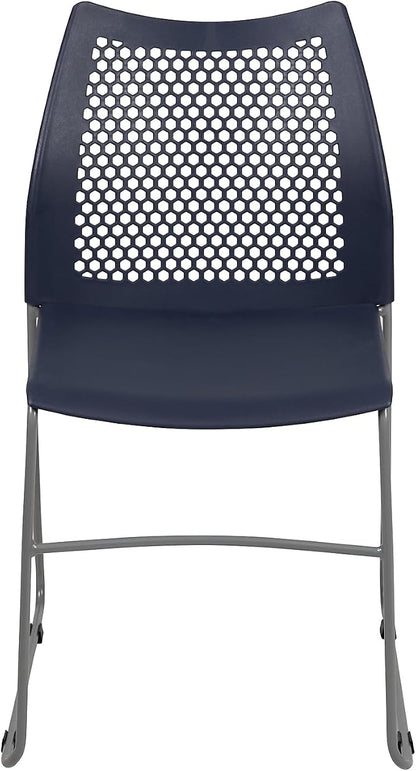 Flash Furniture Hercules Series Contoured Lobby Chairs with Air-Vent Honeycomb Backs, Ergonomic Stacking Chairs for Offices, Set of 5, Navy