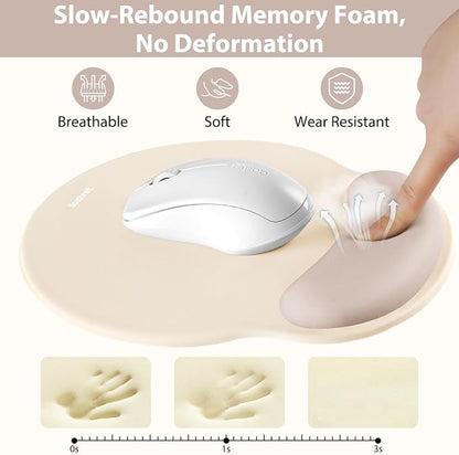 Sushret Mouse Pad and Keyboard Wrist Rest, 3-in-1 Gel Memory Foam Ergonomic Mouse Pad with Wrist Rest Set, Gaming Mousepad Arm Cushion Support for Computer Office Desk Accessories Cute Setup,Apricot