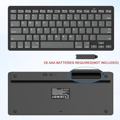 OMOTON Ultra-Slim Bluetooth Keyboard for iPad 11th/10th/9th/8th/7th, iPad Pro/Air/Mini and iPhone Series, Wireless iOS Keyboard with 12 Multimedia Keys for Office, School, Graphite Black & Gray