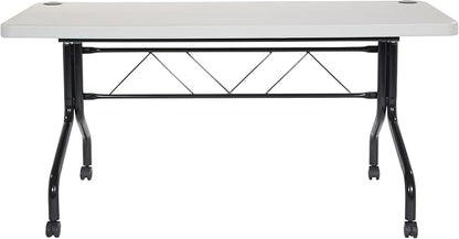 Office Star Resin Multipurpose Flip Training Table with Locking Casters for Home and Office, 5 Feet