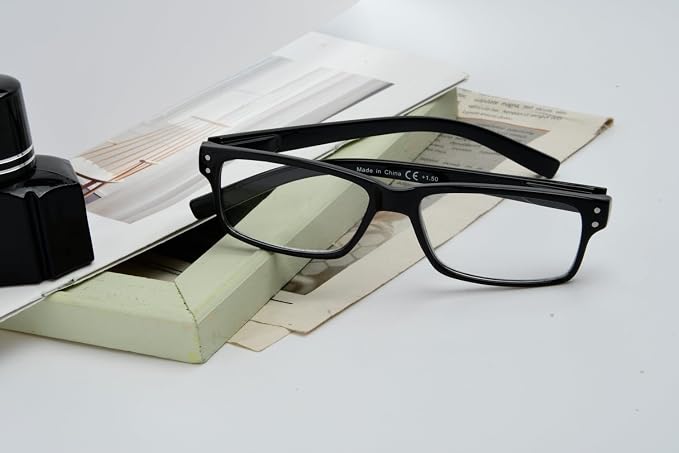 Eyekepper Vintage Reading Glasses for Men - 3 Pack Spring Hinges Classic Readers - Black Frame +3.00