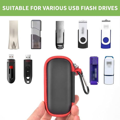 USB Flash Drive Case, SD Card Holder Compatible with Thumb Drive, Memory Cards, SDXC SDHC Storage Bag, Electronic Accessories Organizer for SanDisk for Samsung for Inland (Red)