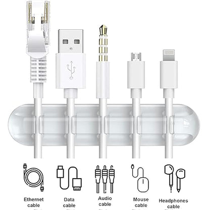 INCHOR Cord Organizer, Clear Cable Clips Cable Management, Cable Organizers USB Cable Holder Wire Organizer Cord Clips, 2 Packs Cord Holder for Desk Car Home and Office (5, 3 Slots)