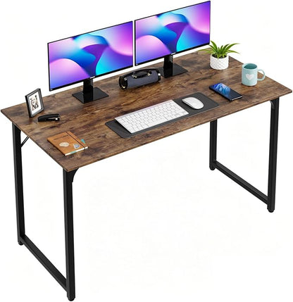 PayLessHere | 47 Inch Computer Desk | Vintage | Office Desk with Metal Frame, Adjustable Feet | Water-Resistant, Scratchproof Surface | Sturdy Writing Table for Home Office or Study | Pack of 1