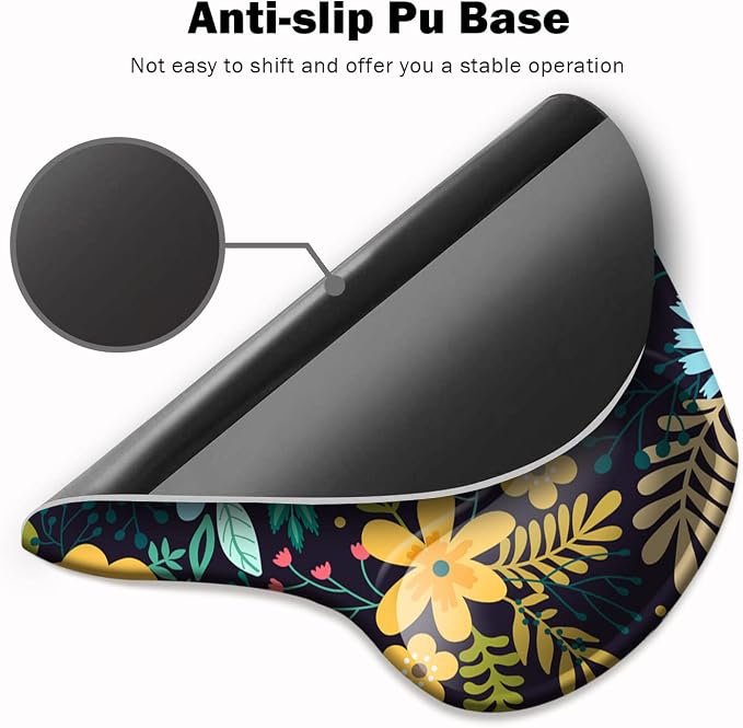 DOOKE Ergonomic Mouse Pad with Wrist Support,Mouse Pads with Non-Slip PU Base for Home Office Working Studying Easy Typing & Pain Relief Watercolor Floral