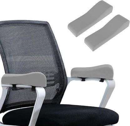 2 Pack Office Chair Armrest Pads Covers,Arm Rest Pad with Memory Foam Elbow Pillow for Forearm Pressure Relief, Arm Rest Covers for Office Chairs, Wheelchair, Comfy Gaming Chair (Grey)