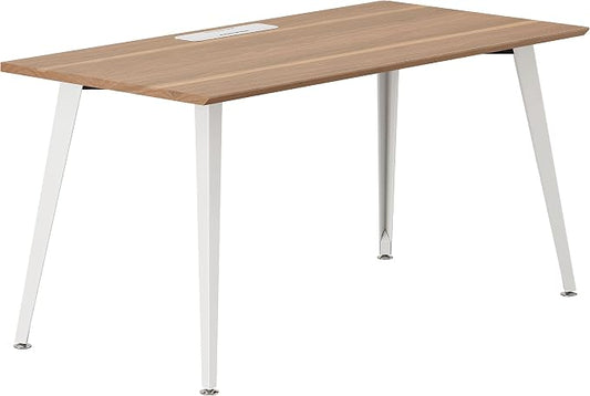 Branch Office Desk - Modern Home Office Desk - Efficient Cable Management and Fast Assembly - Compact Workstation for Home or Apartment - 48” Walnut Top - White Base