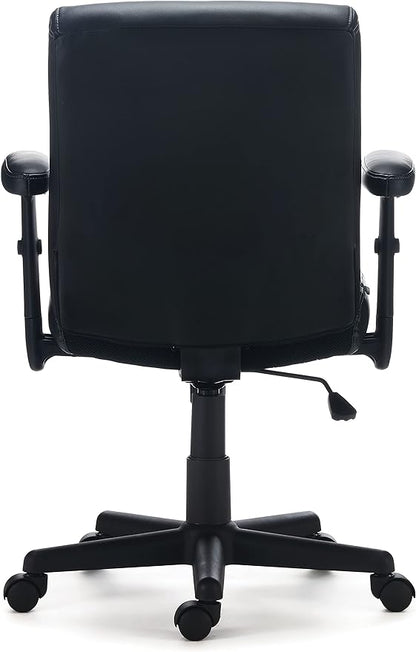 Staples Ergonomic Task Chair, Faux Leather, Ergonomic, Adjustable Height, Swivel, Black