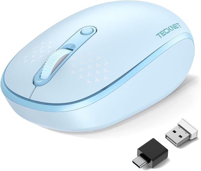 TECKNET Wireless Mouse,Bluetooth Mouse (BT5.3/5.0 & 2.4G) with USB Receiver Silent Optical Computer Mice，Wide Compatibility