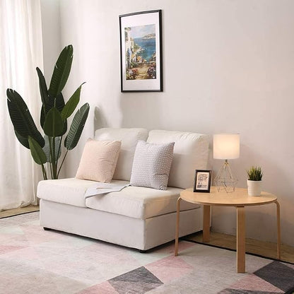 Gold Small Table Lamp Set of 2, Modern Bedside Nightstand Lamps with Geometric Metal Base White Fabric Shade, Cute Desk Lamp for Living Room Bedroom