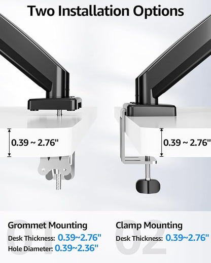 Dual Monitor Stand fits up to 32 inch, 4.4-19.8 lbs Computer Screens, Dual Monitor Desk Mount Height Adjustable, Monitor Arms for 2 Monitors, Home Office VESA Mounts, Freelift Black