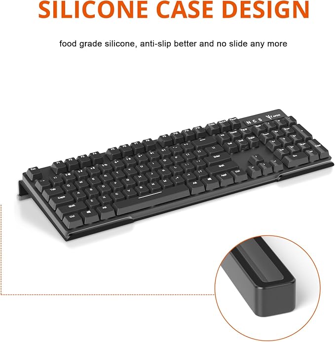 Richboom Computer Keyboard Stand Tilt PC Keyboard Stand Riser for Easy Ergonomic Typing, Acrylic Keyboard Tray Holder for Office Desk, Home, School, with Silicone Anti-Slip Case, Black