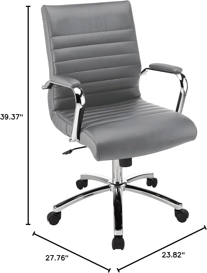 Realspace® Modern Comfort Series Winsley Bonded Leather Mid-Back Chair, Gray