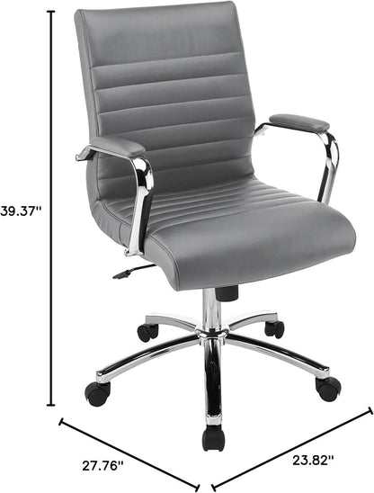 Realspace® Modern Comfort Series Winsley Bonded Leather Mid-Back Chair, Gray