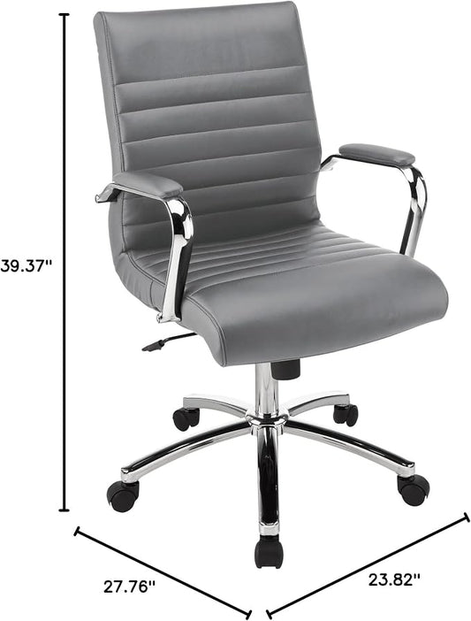 Realspace® Modern Comfort Series Winsley Bonded Leather Mid-Back Chair, Gray