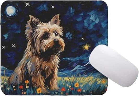 Starry Night Dog Mouse Pad for Home Office Gaming Working Desk Computer Desktop Accessories Non-Slip Rubber Mouse Pad for Dog Lovers (Yorkie)