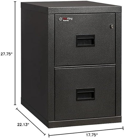 FireKing Turtle Vertical 2 Drawer Legal and Letter Fire Safe File Cabinet with Key Lock, 1 Hour Fire Rated, UL Rated & Water Resistant Home Safe, Filing Cabinet, Made in the USA, Black
