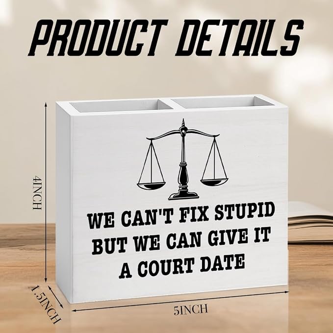 Lawyer Office Decor Lawyer Office Decoration Attorney Law Judge Gifts for Men Women Wooden Pencil Holder, Law School Students Graduation Gifts Desk Decor
