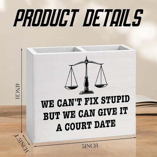 Lawyer Office Decor Lawyer Office Decoration Attorney Law Judge Gifts for Men Women Wooden Pencil Holder, Law School Students Graduation Gifts Desk Decor