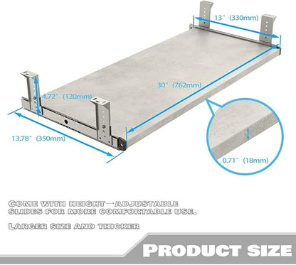 FRMSAET Furniture Accessories Office Product Suits Hardware 20/24/30 inches Keyboard Drawer Tray Wood Holder Under Desk Adjustable Height Platform. (30 inches, Gray Rock)