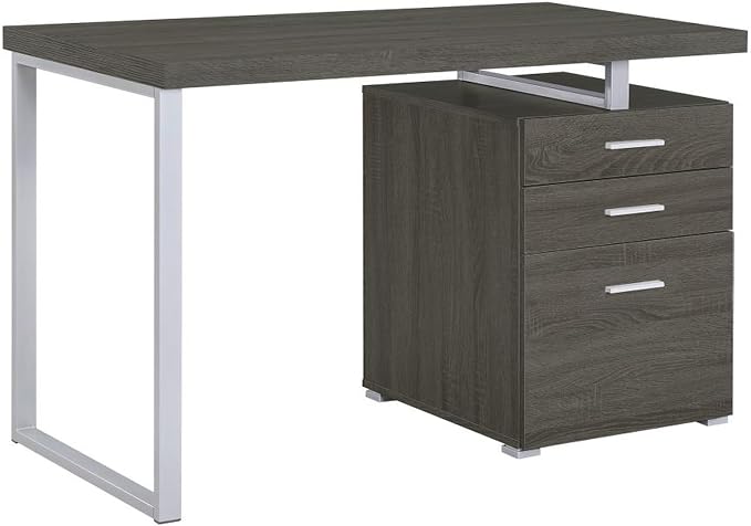 CARTESIAN Reversible 47 Inch 3 Drawer Office Computer Desk in Weathered Gray