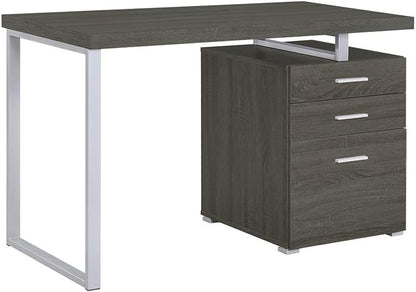 CARTESIAN Reversible 47 Inch 3 Drawer Office Computer Desk in Weathered Gray