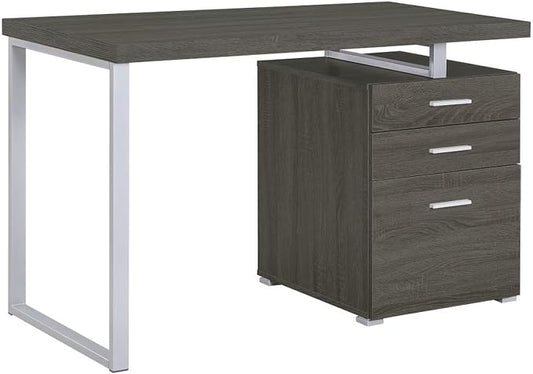 CARTESIAN Reversible 47 Inch 3 Drawer Office Computer Desk in Weathered Gray