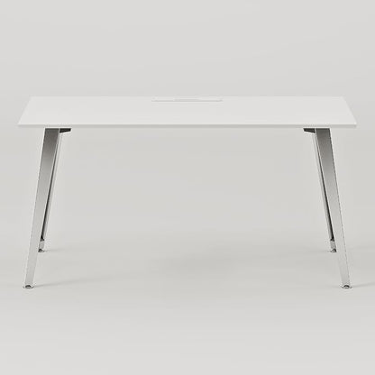 Branch Office Desk - Modern Home Office Desk - Efficient Cable Management and Fast Assembly - Compact Workstation for Home or Apartment - 48” White Top - Mirror Base