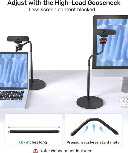 Webcam Stand for Desk, Upgraded Gooseneck Web Camera Tripod & 360° Swivel Ballhead for Logitech Webcam C922 C930 C930e C920 C920s C920x C960 C615 BRIO NexiGo N60 with 1/4" Thread