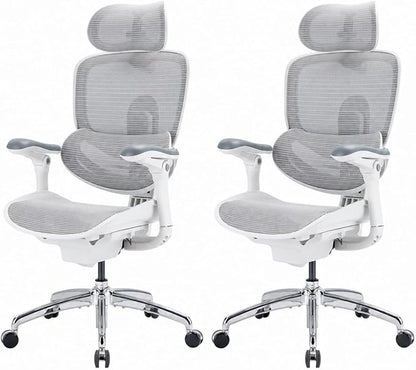 SIHOO Doro C300 Pro V2 Ergonomic Office Chair Without Footrest, Full-Body Adaptive Support, 8D Armrest & Breathable Mesh, Comfy High Back Desk Chair for Long Hours, 135° Recline, 2 Packs, White