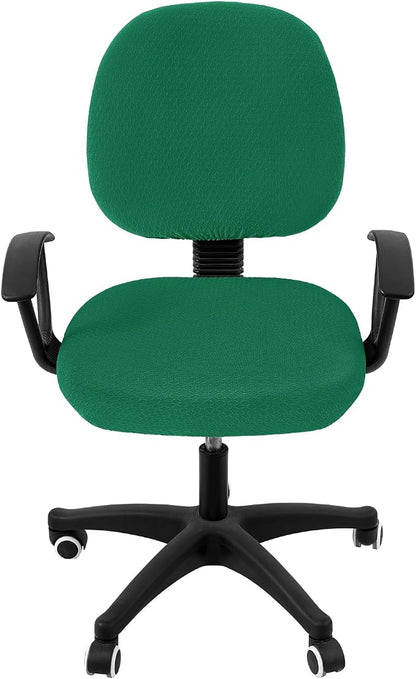 Smiry Stretch Jacquard Office Computer Chair Covers, Removable Washable Universal Desk Rotating Chair Slipcovers Protector, Seat + Backrest Cover, Chritsmas Green