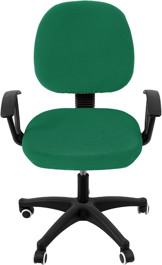 Smiry Stretch Jacquard Office Computer Chair Covers, Removable Washable Universal Desk Rotating Chair Slipcovers Protector, Seat + Backrest Cover, Chritsmas Green